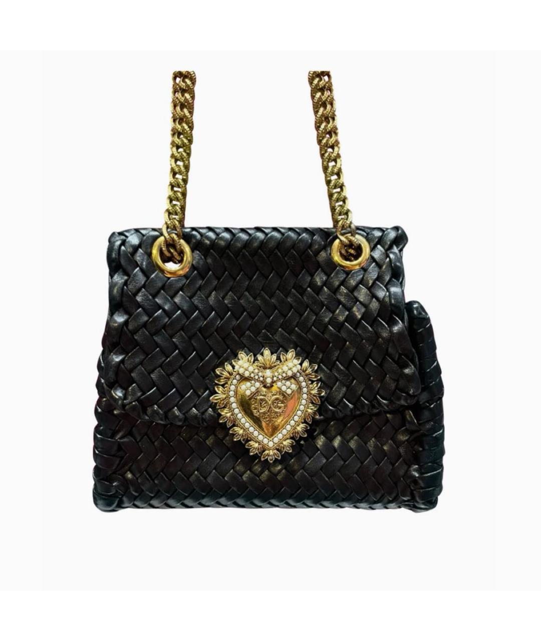 DOLCE&GABBANA Черная кожаная сумка через плечо, фото 1