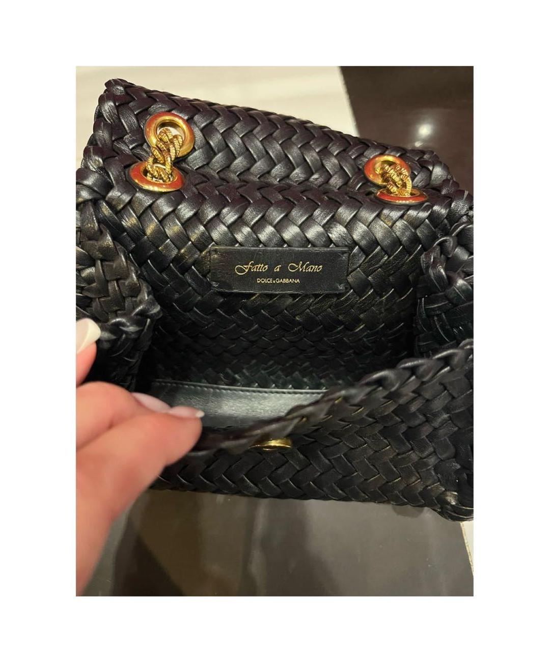 DOLCE&GABBANA Черная кожаная сумка через плечо, фото 4