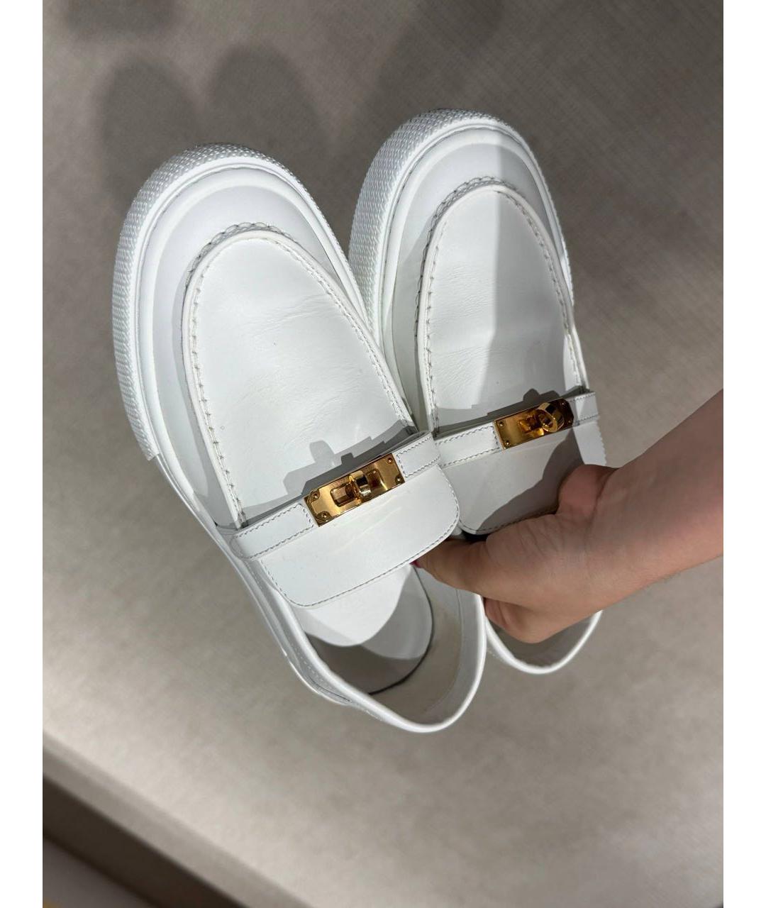 HERMES Белые кожаные лоферы, фото 5