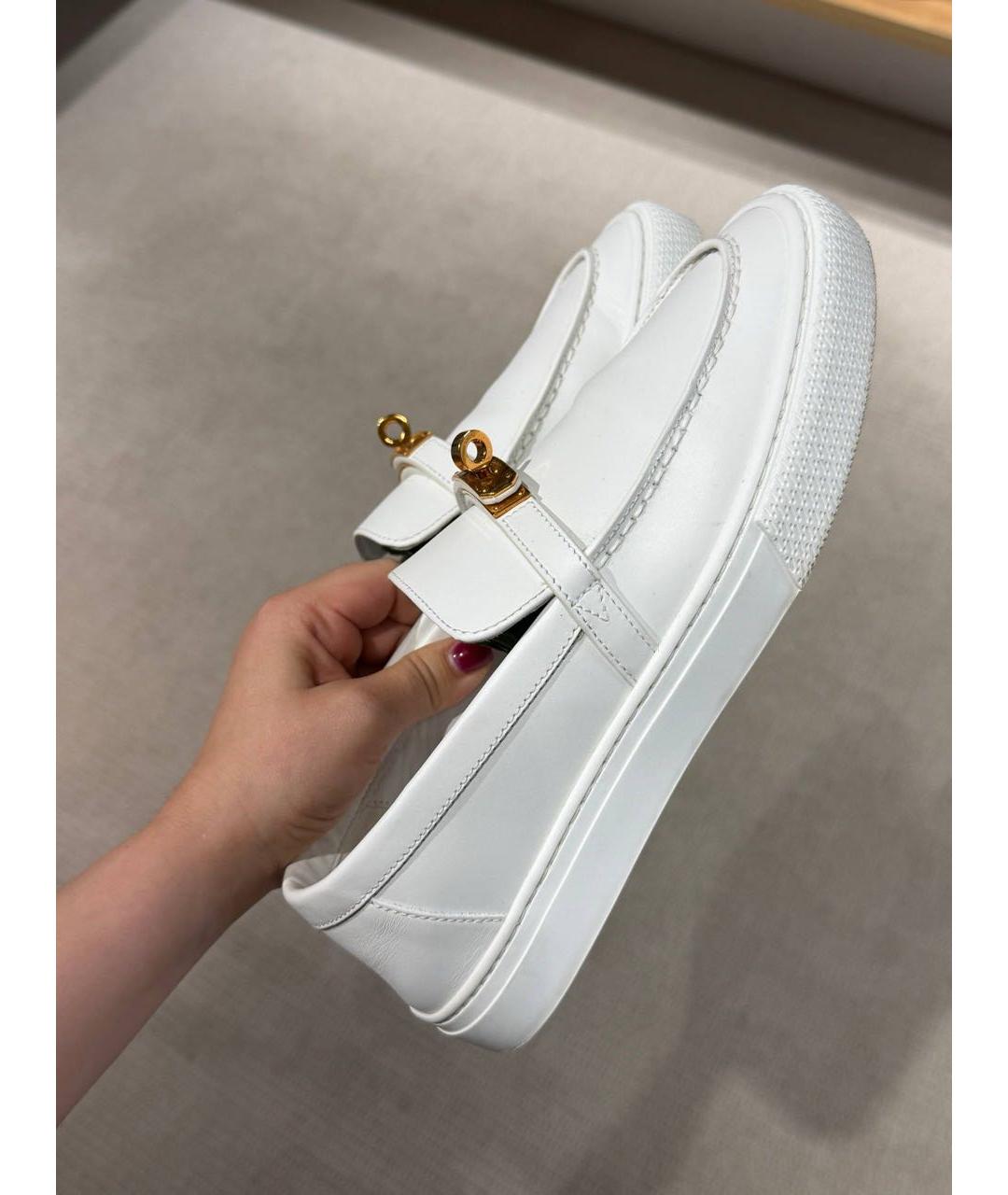 HERMES Белые кожаные лоферы, фото 7