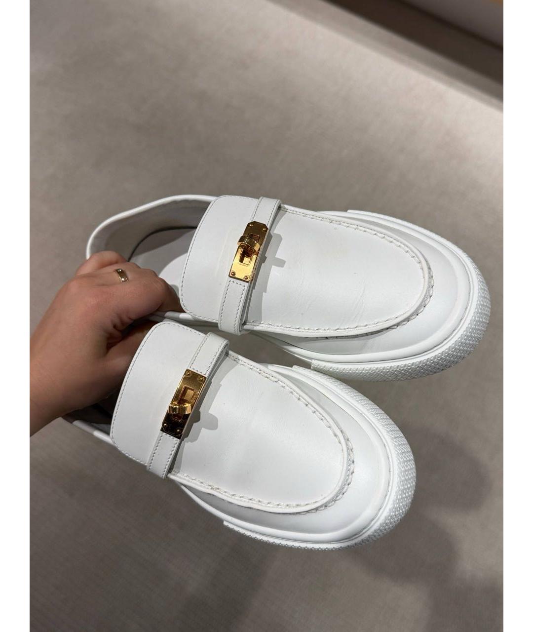 HERMES Белые кожаные лоферы, фото 3