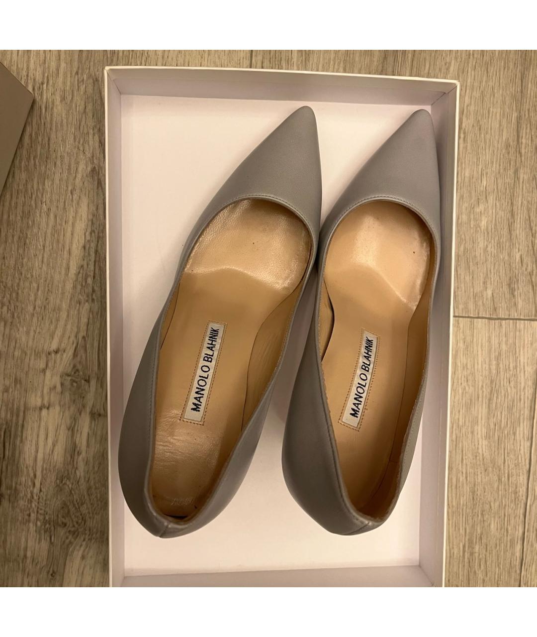 MANOLO BLAHNIK Серые кожаные туфли, фото 3