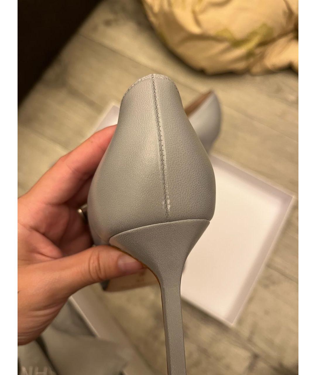 MANOLO BLAHNIK Серые кожаные туфли, фото 5