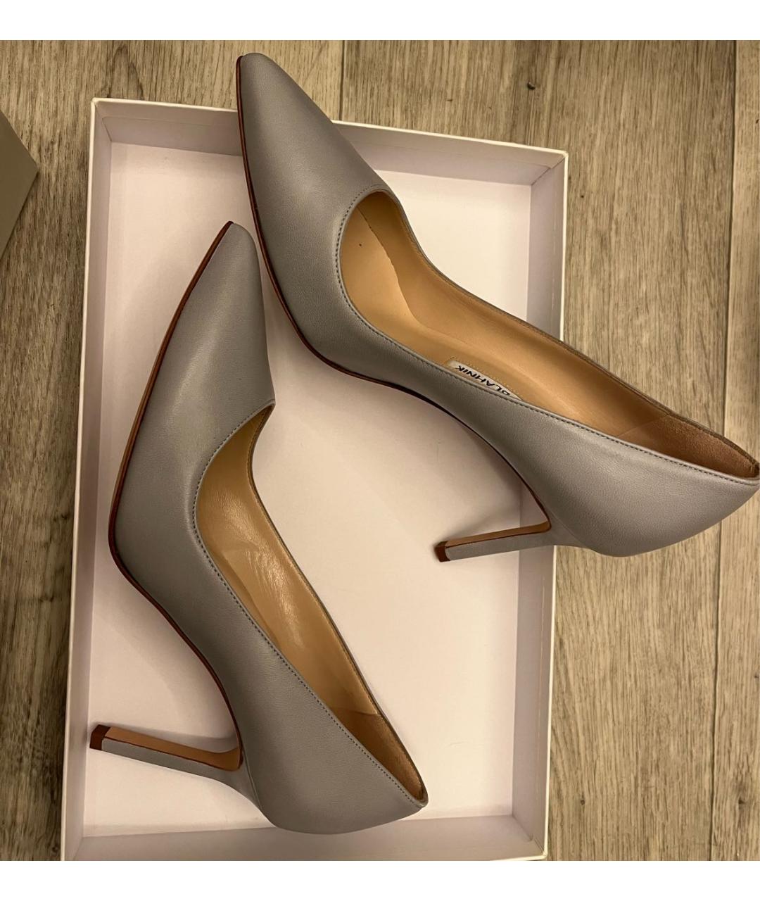 MANOLO BLAHNIK Серые кожаные туфли, фото 2