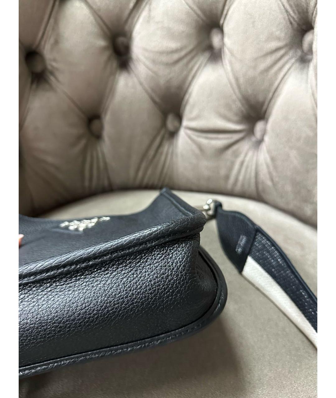 PRADA Черная кожаная сумка тоут, фото 4