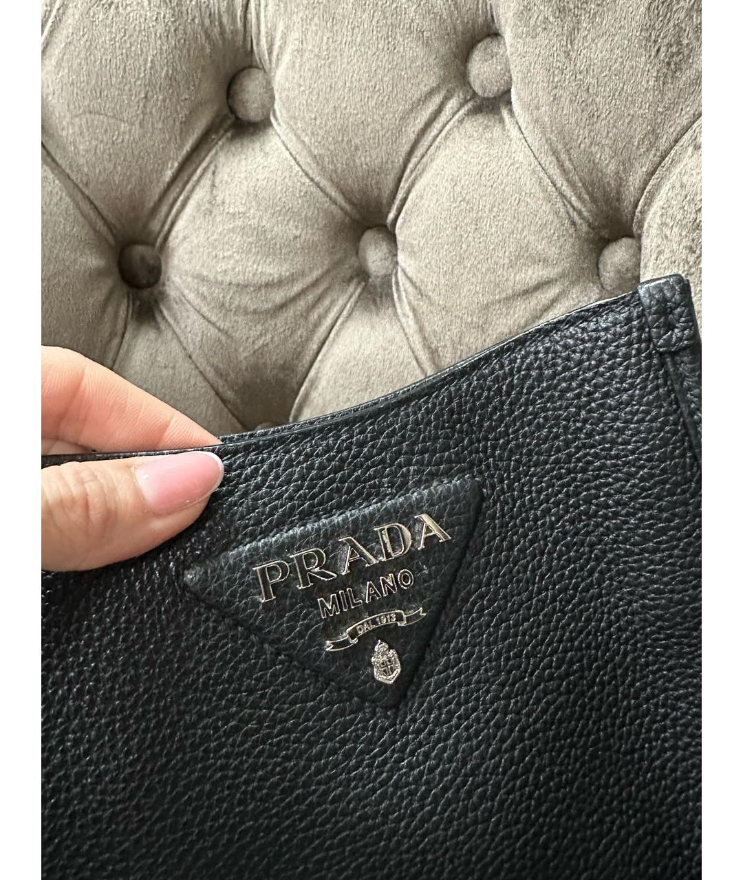 PRADA Черная кожаная сумка тоут, фото 8