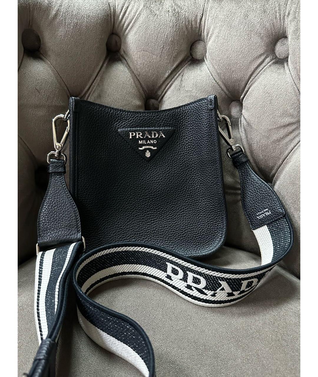 PRADA Черная кожаная сумка тоут, фото 2