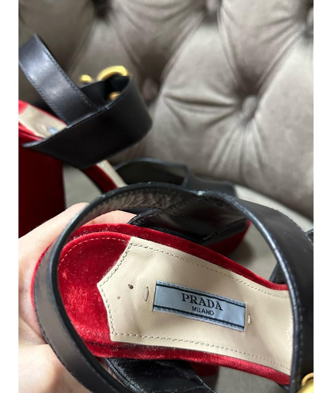 PRADA Мульти бархатные босоножки, фото 6
