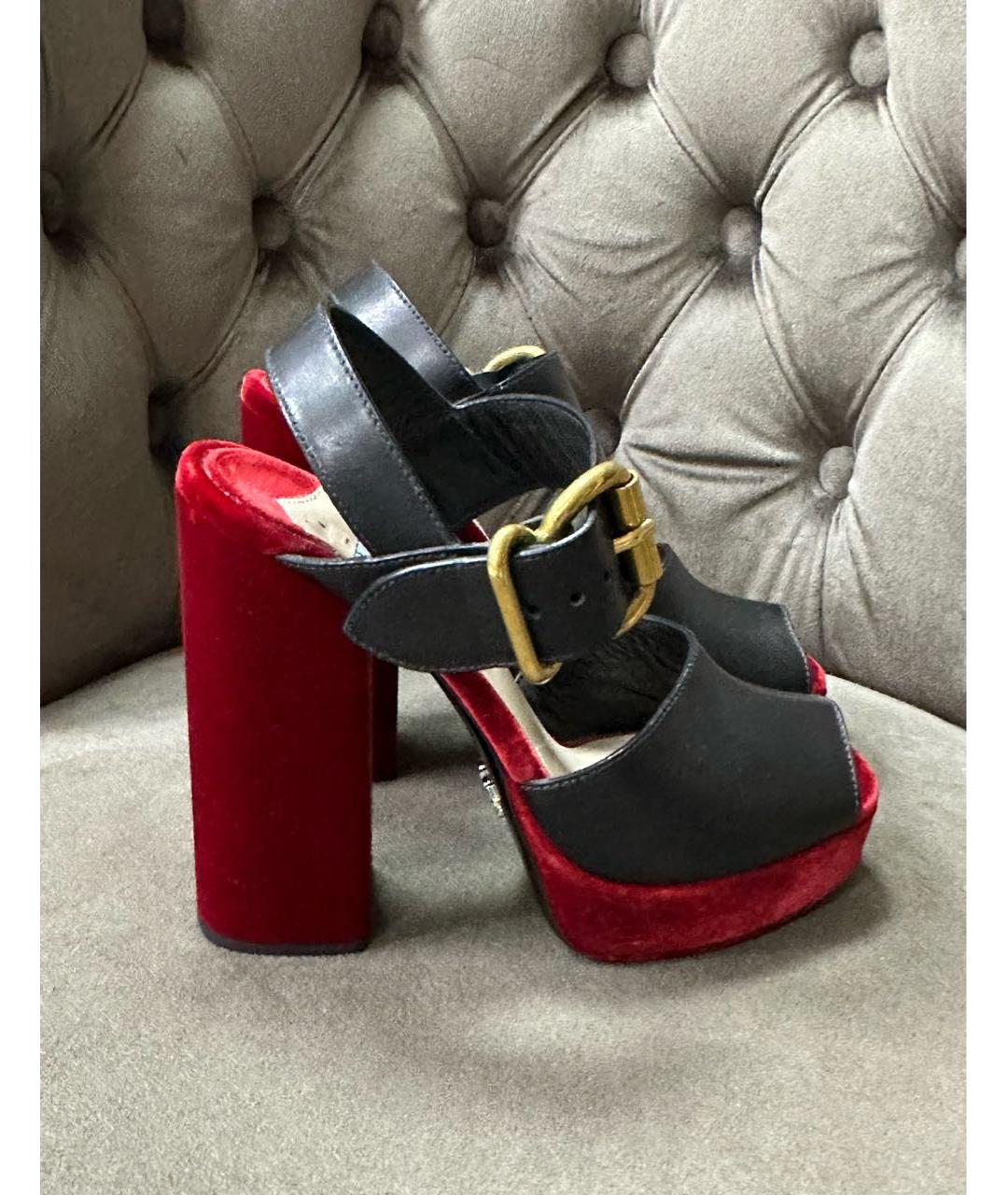 PRADA Мульти бархатные босоножки, фото 7