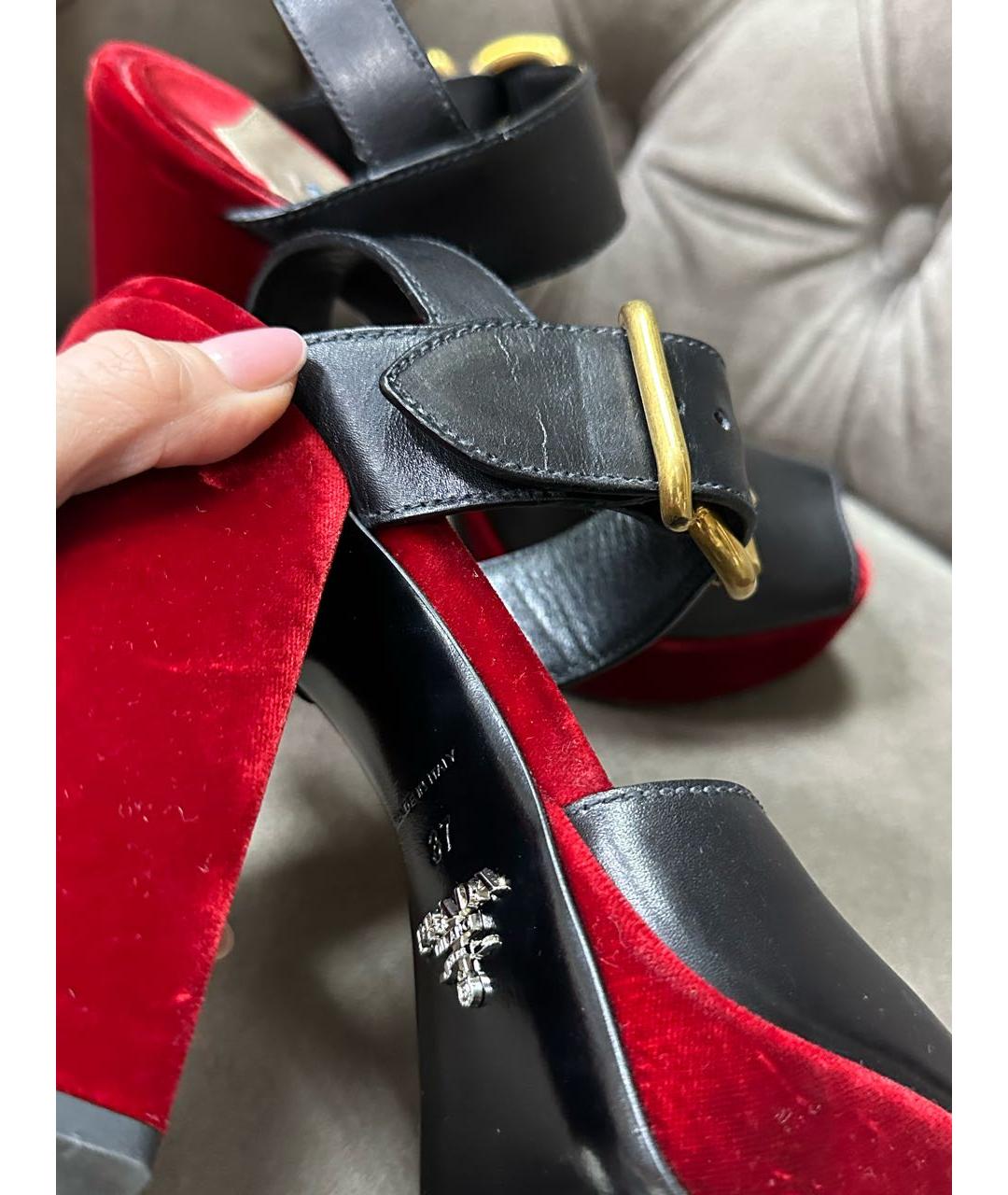 PRADA Мульти бархатные босоножки, фото 4