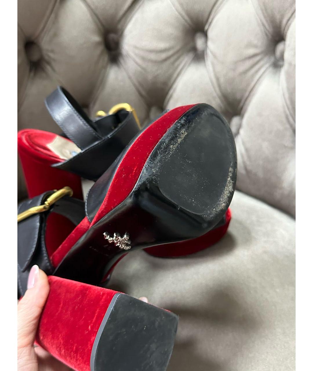 PRADA Мульти бархатные босоножки, фото 3