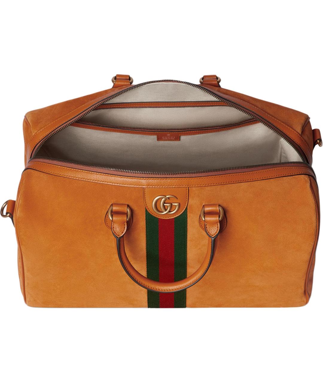 GUCCI Оранжевая замшевая дорожная/спортивная сумка, фото 5