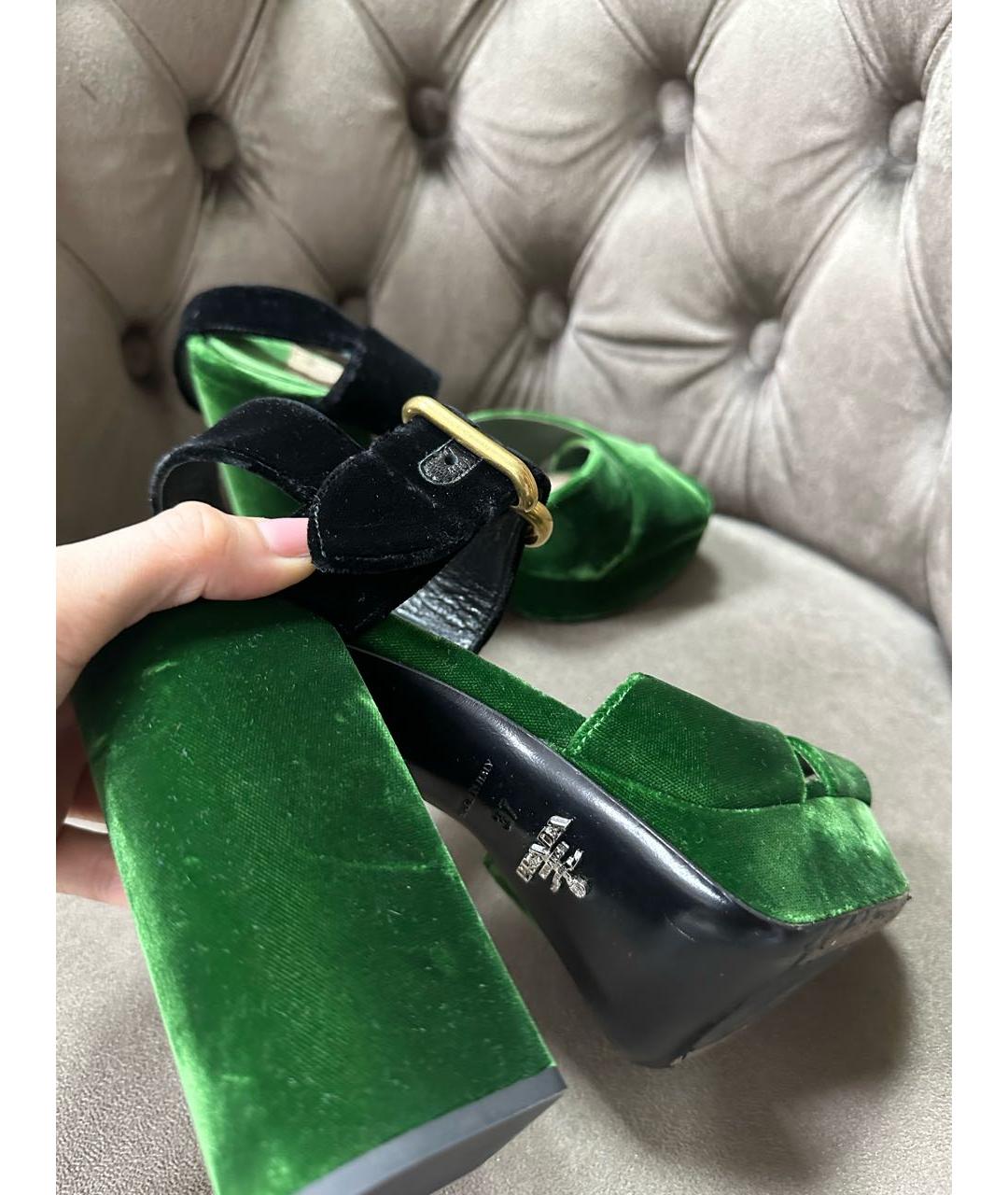 PRADA Зеленые босоножки, фото 4