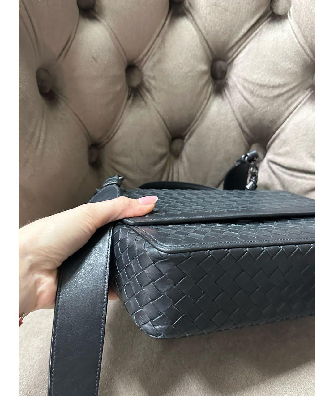 BOTTEGA VENETA Черная кожаная сумка тоут, фото 3