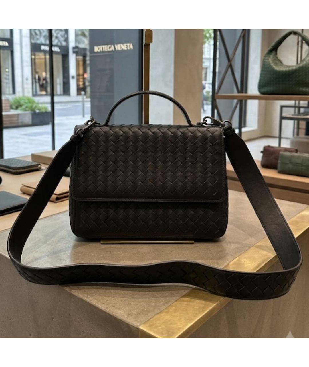 BOTTEGA VENETA Черная кожаная сумка тоут, фото 8