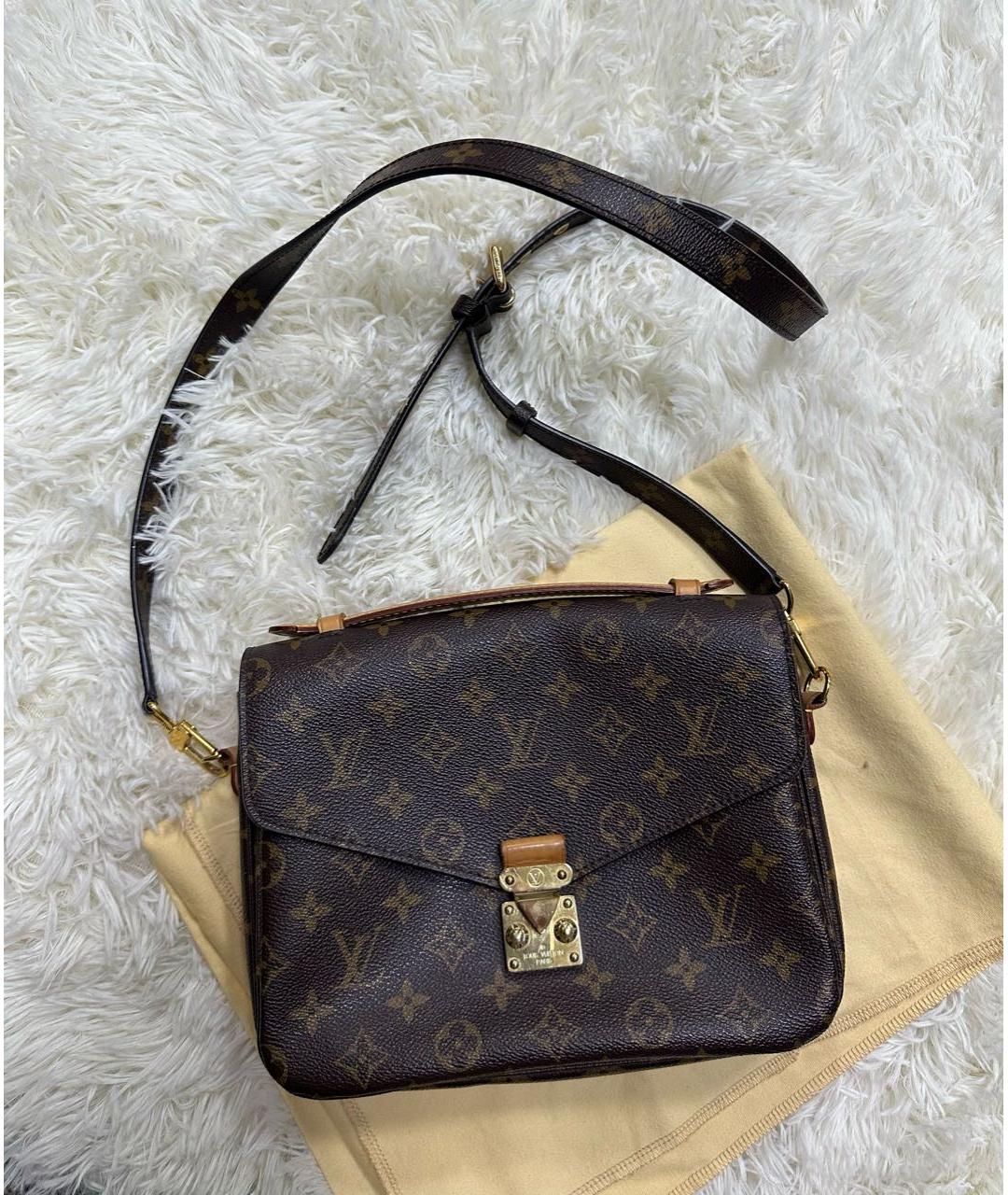 LOUIS VUITTON Коричневая кожаная сумка тоут, фото 9