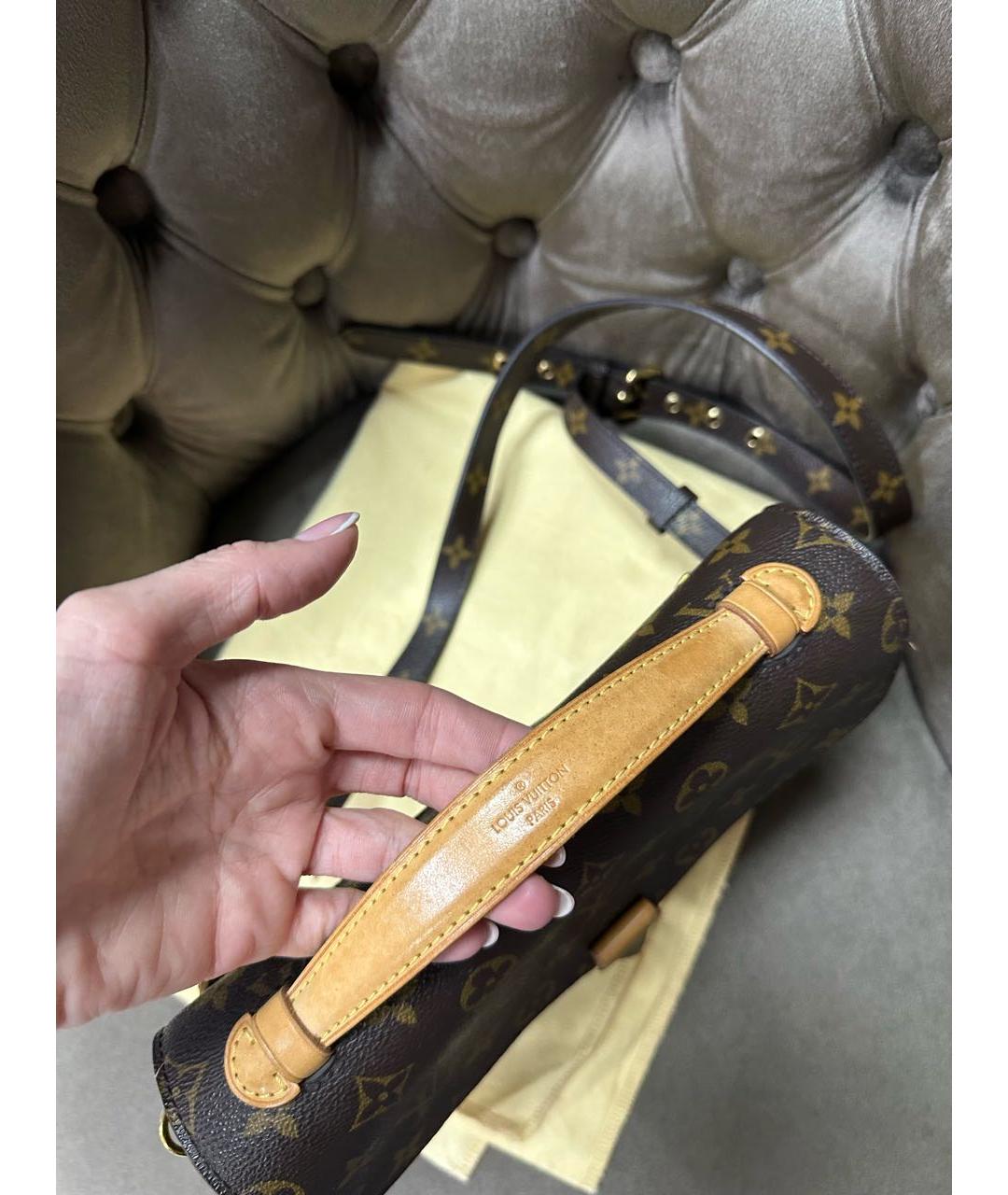 LOUIS VUITTON Коричневая кожаная сумка тоут, фото 6