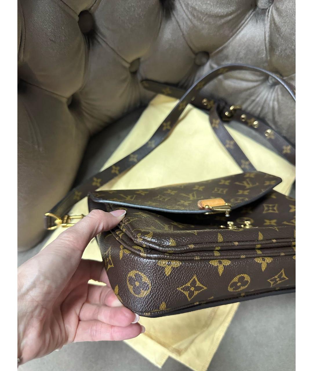 LOUIS VUITTON Коричневая кожаная сумка тоут, фото 4