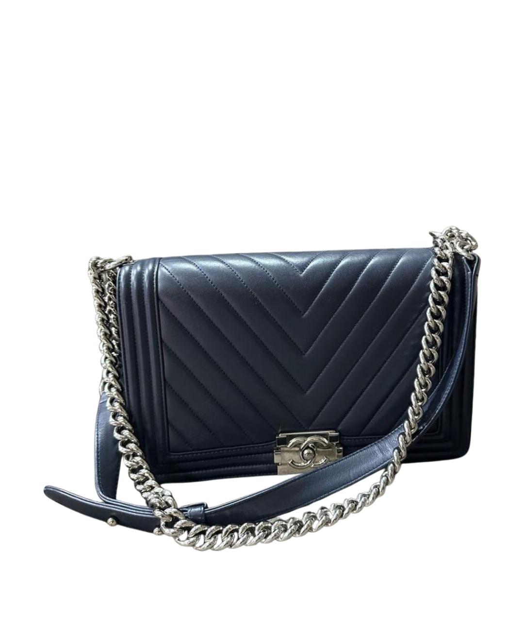 CHANEL Темно-синяя кожаная сумка через плечо, фото 1