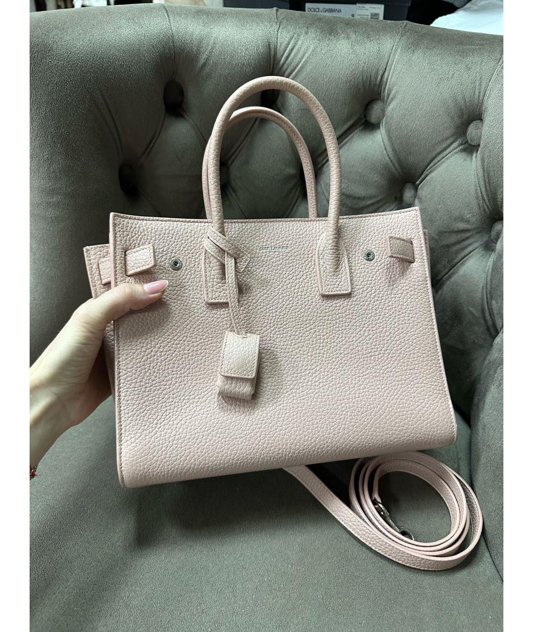 SAINT LAURENT Розовая кожаная сумка тоут, фото 2