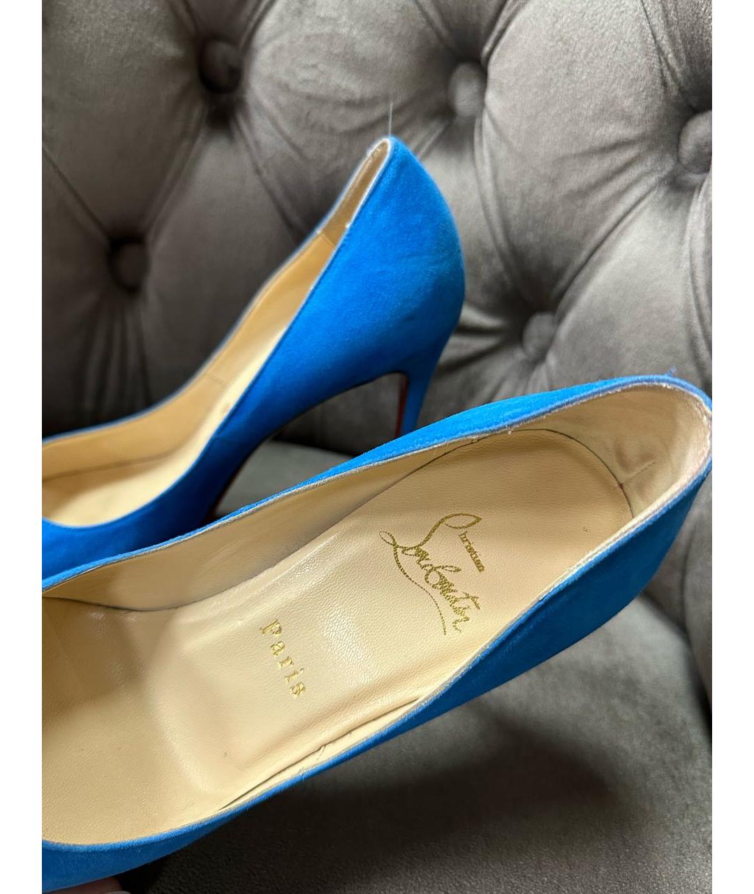 CHRISTIAN LOUBOUTIN Синие замшевые туфли, фото 6