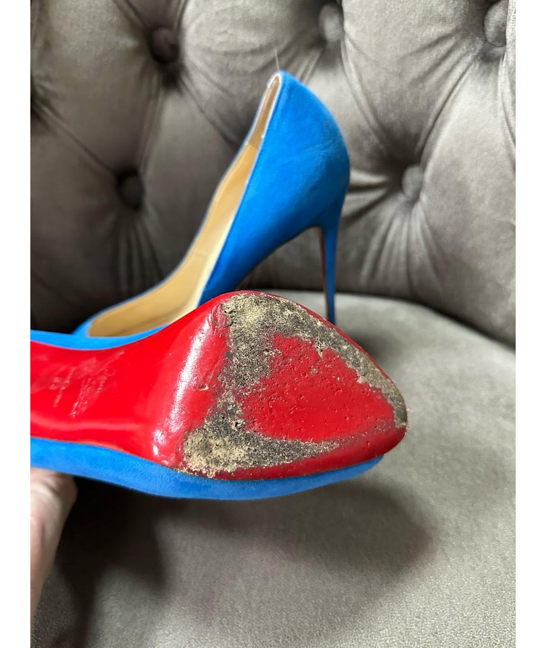 CHRISTIAN LOUBOUTIN Синие замшевые туфли, фото 5