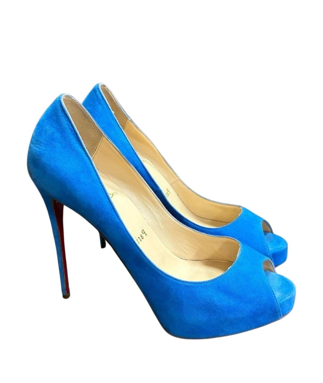 CHRISTIAN LOUBOUTIN Синие замшевые туфли, фото 1
