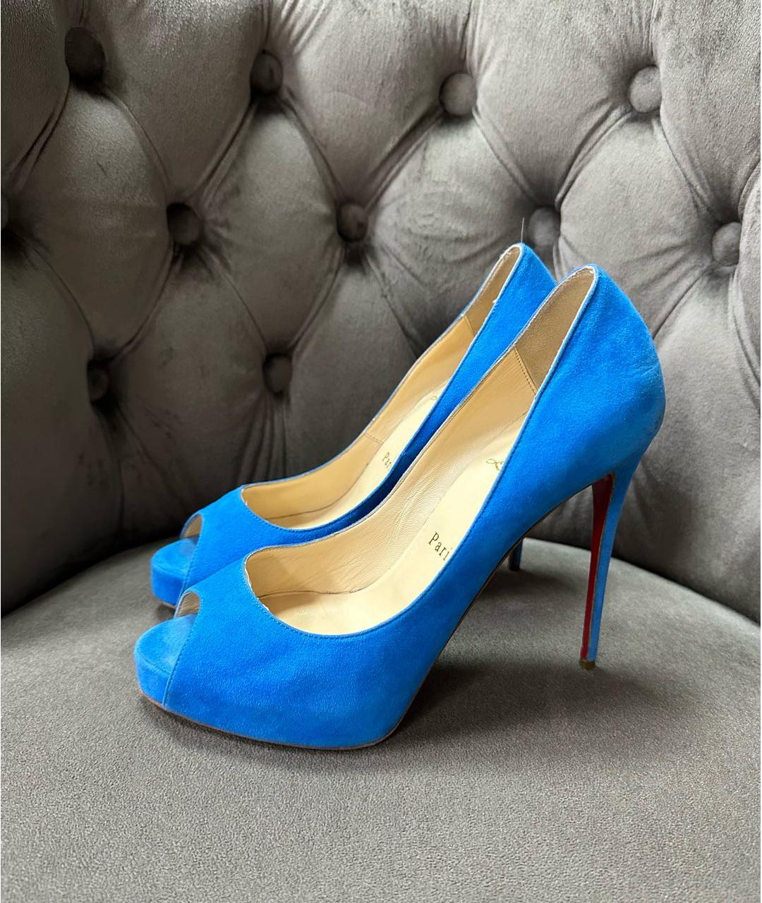 CHRISTIAN LOUBOUTIN Синие замшевые туфли, фото 9