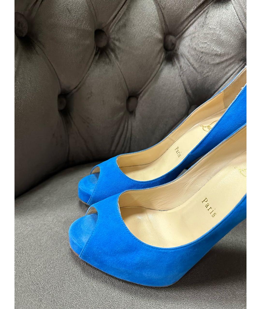 CHRISTIAN LOUBOUTIN Синие замшевые туфли, фото 2
