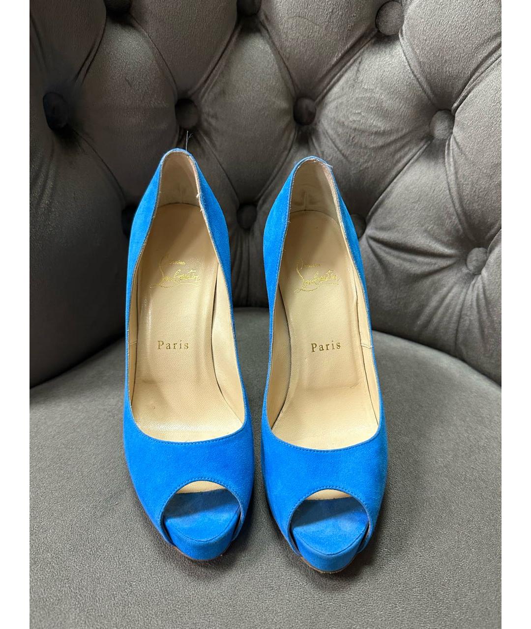 CHRISTIAN LOUBOUTIN Синие замшевые туфли, фото 8