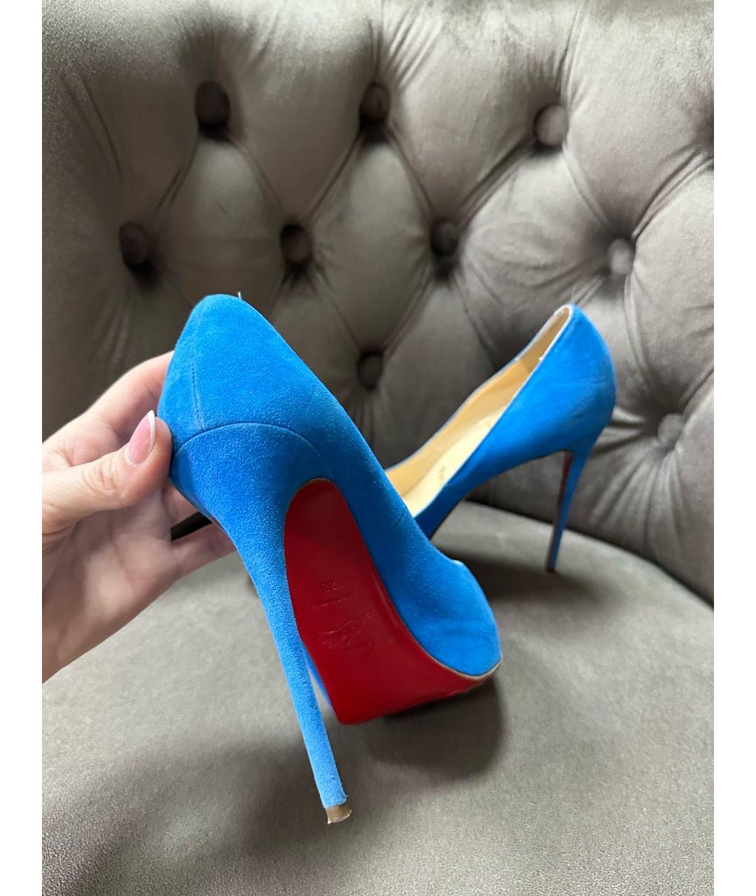 CHRISTIAN LOUBOUTIN Синие замшевые туфли, фото 3