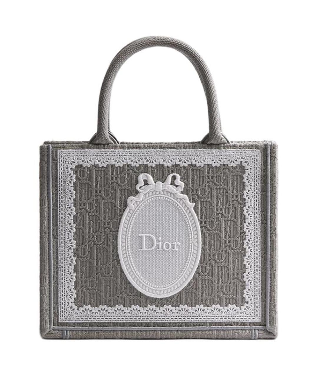CHRISTIAN DIOR Серая хлопковая сумка через плечо, фото 1