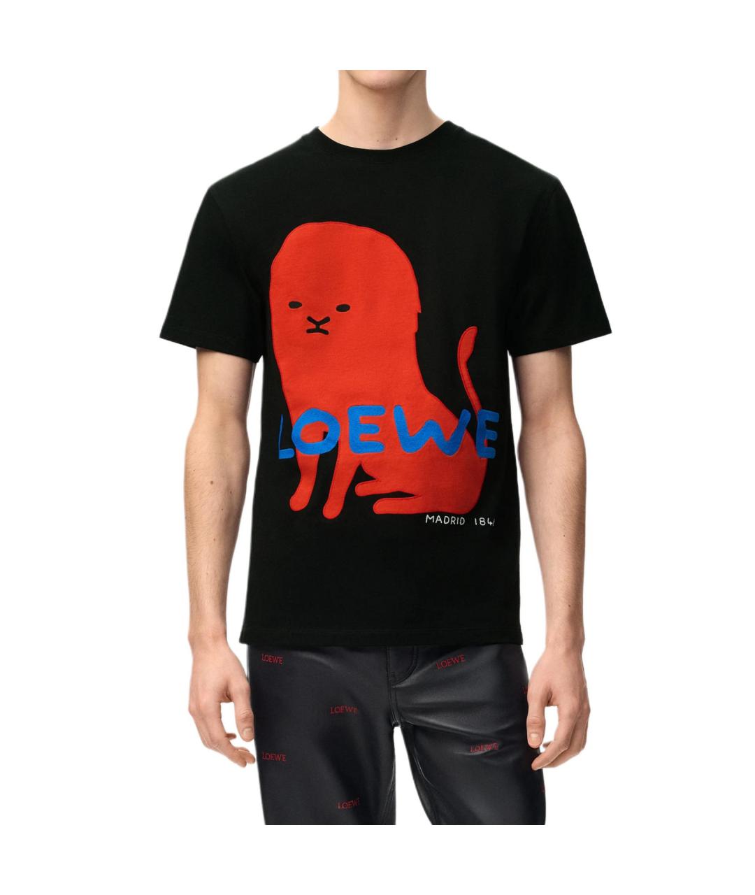 LOEWE Черная хлопковая футболка, фото 4