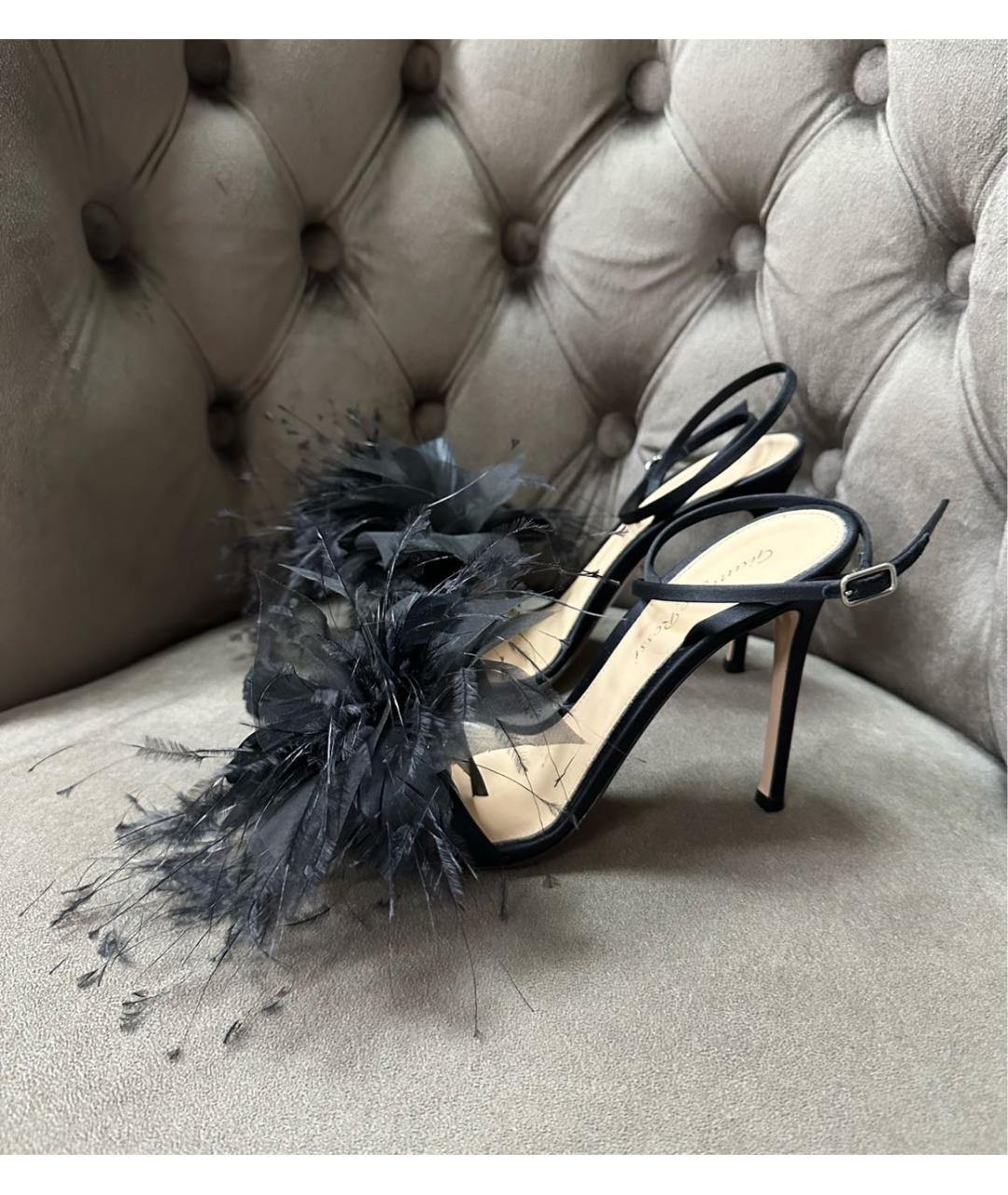 GIANVITO ROSSI Черные текстильные босоножки, фото 7