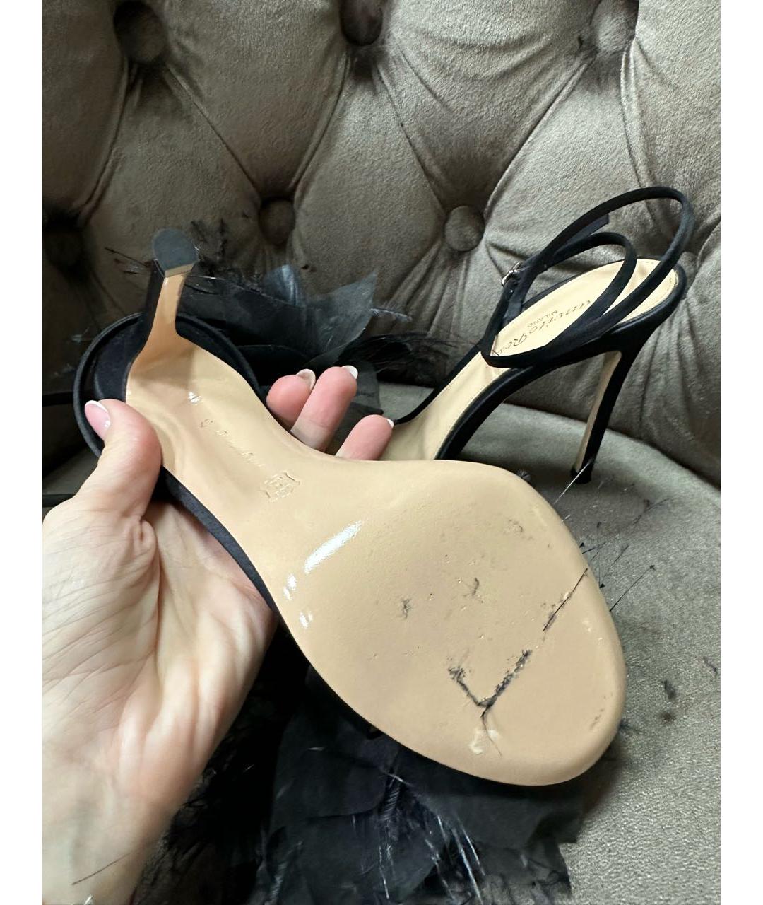 GIANVITO ROSSI Черные текстильные босоножки, фото 5