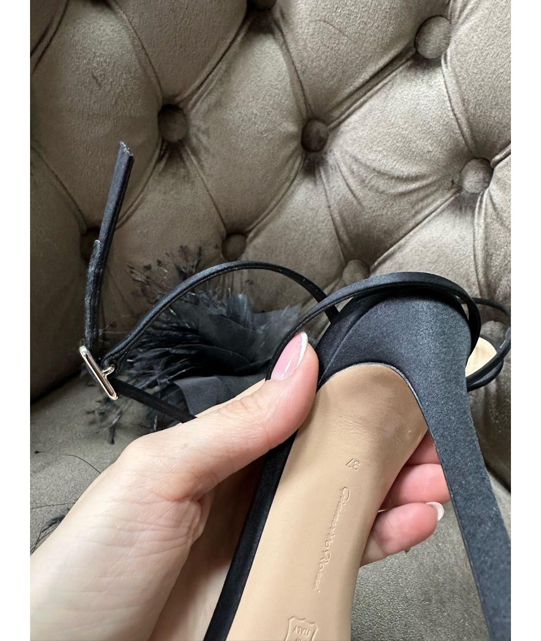 GIANVITO ROSSI Черные текстильные босоножки, фото 6