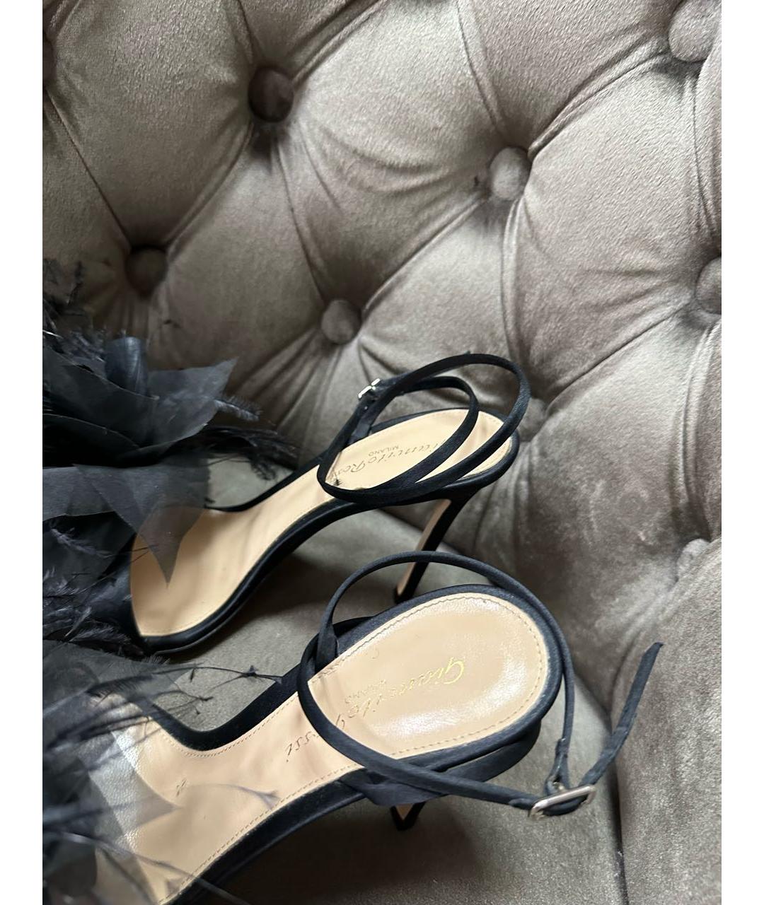 GIANVITO ROSSI Черные текстильные босоножки, фото 2