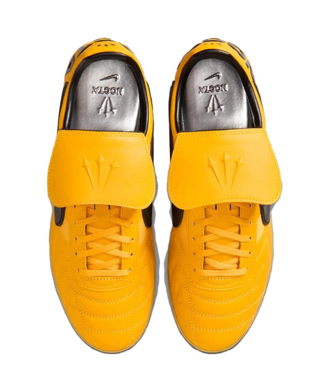 NIKE Желтые кожаные низкие кроссовки / кеды, фото 4
