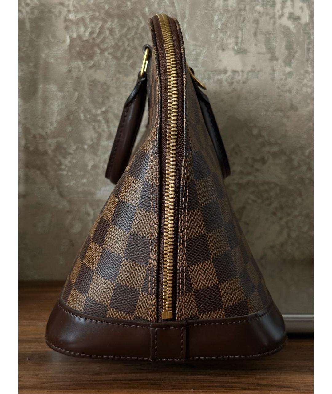 LOUIS VUITTON Коричневая кожаная сумка с короткими ручками, фото 2