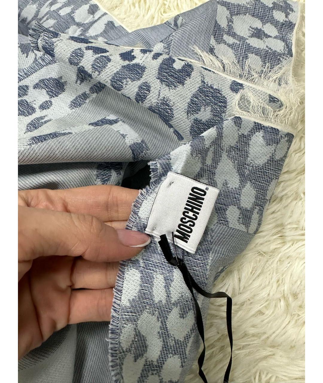 MOSCHINO Голубой хлопковый шарф, фото 5