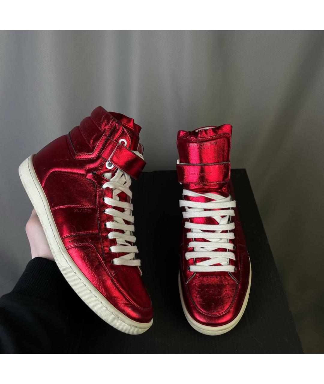 SAINT LAURENT Красные высокие кроссовки / кеды, фото 2