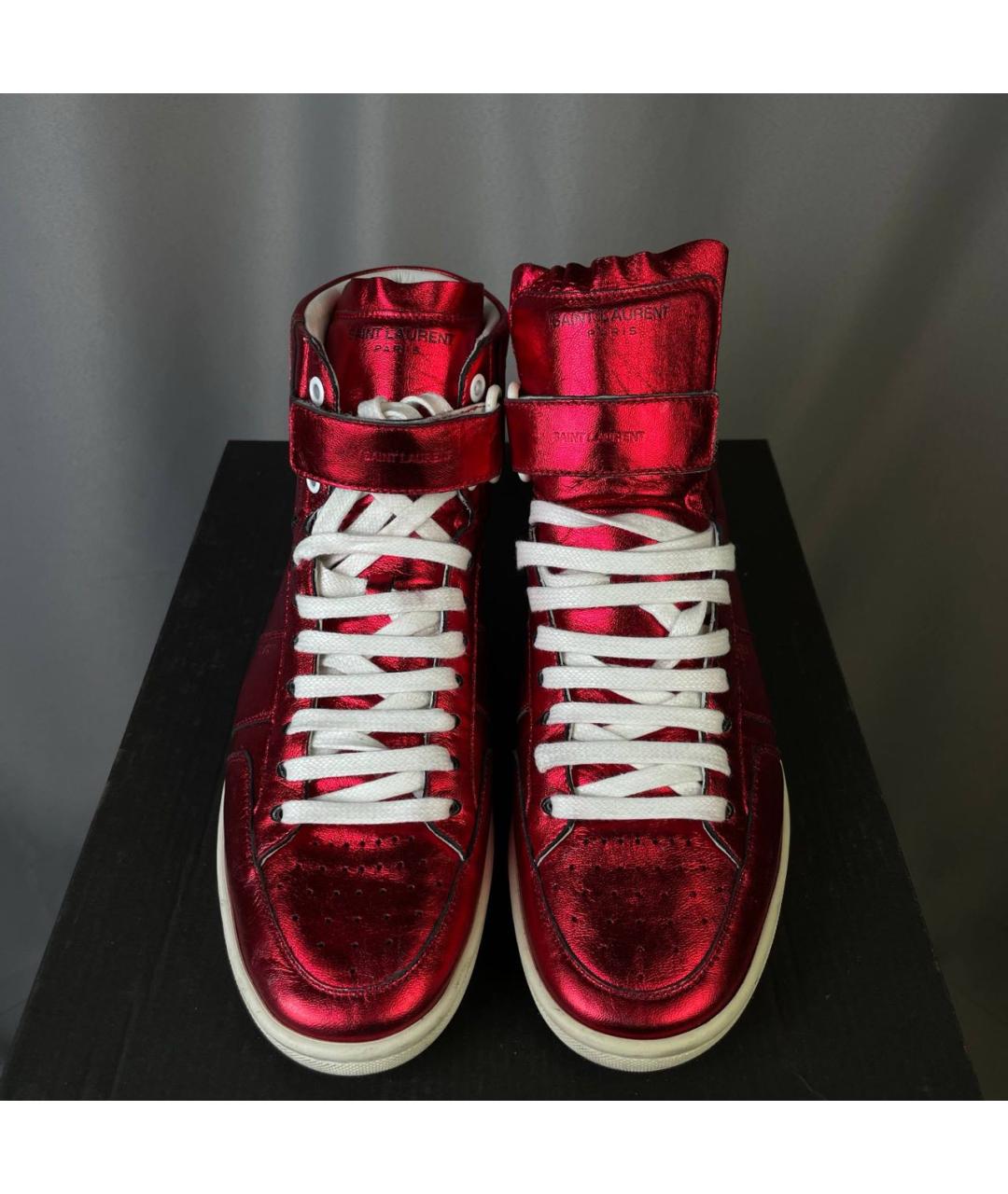 SAINT LAURENT Красные высокие кроссовки / кеды, фото 3