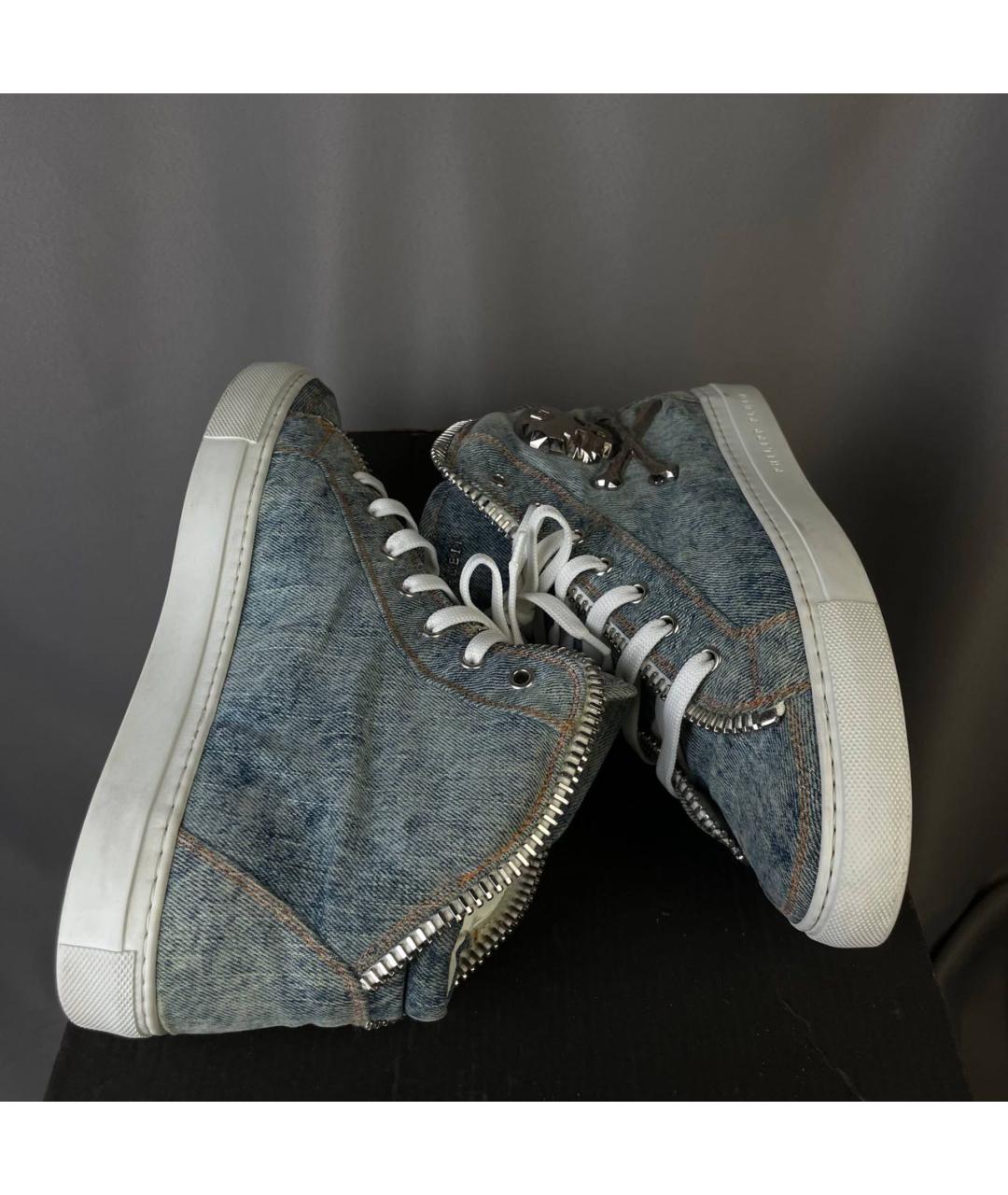 PHILIPP PLEIN Голубые высокие кроссовки / кеды, фото 3