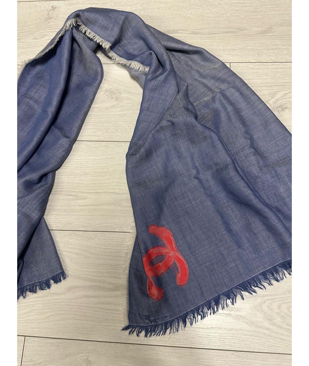 CHANEL Синий шарф, фото 2