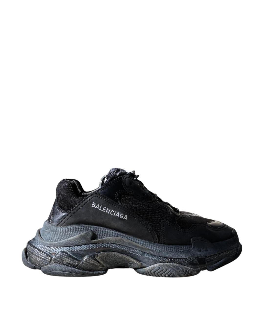 BALENCIAGA Черные текстильные низкие кроссовки / кеды, фото 1