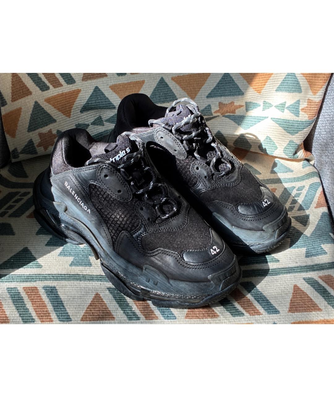 BALENCIAGA Черные текстильные низкие кроссовки / кеды, фото 2