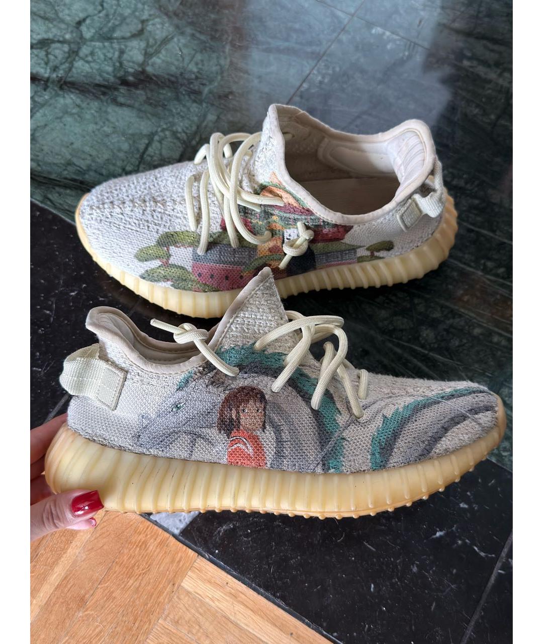 ADIDAS YEEZY Бежевые текстильные кроссовки, фото 8