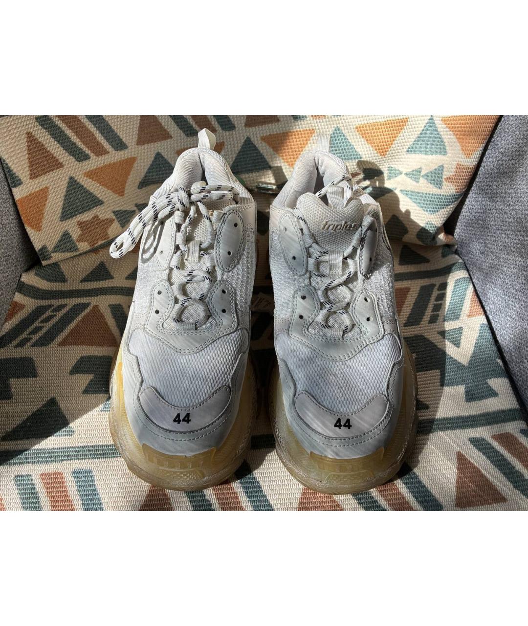 BALENCIAGA Белые текстильные низкие кроссовки / кеды, фото 2