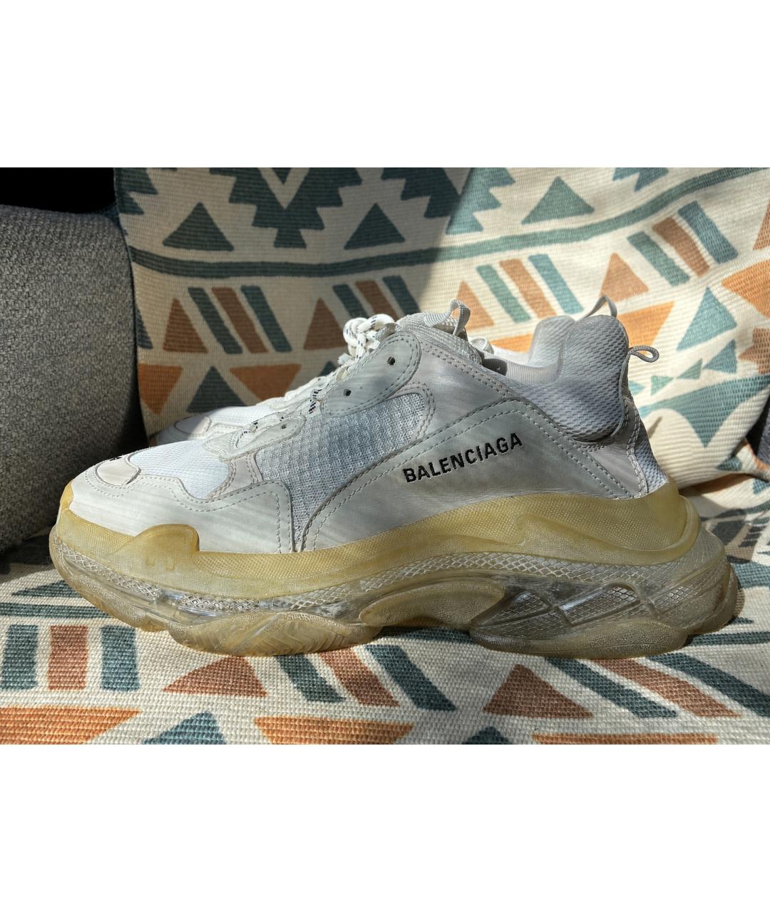 BALENCIAGA Белые текстильные низкие кроссовки / кеды, фото 4