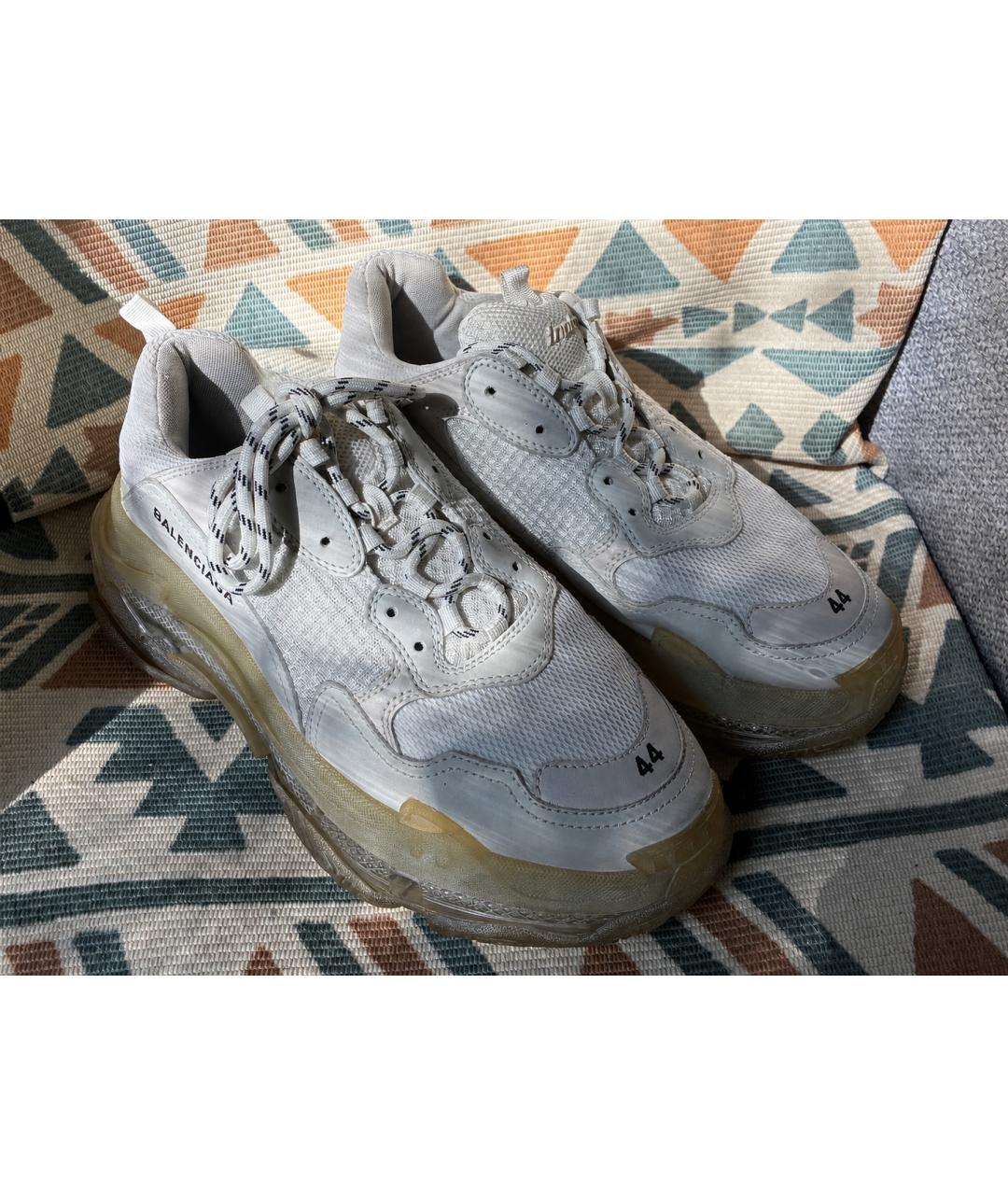 BALENCIAGA Белые текстильные низкие кроссовки / кеды, фото 3